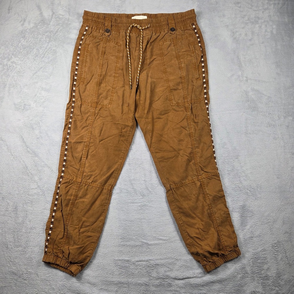 Anthropologie Joggers Womens Medium Brown Excellent Boho Lyocell Trimmed Pants